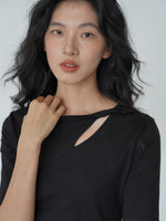 Load image into Gallery viewer, [Ready Stock] Mid Sleeve Cutout Maxi Dress in Black
