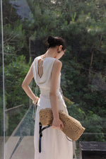 Load image into Gallery viewer, Cotton Blend Tie Top // Maxi Skirt in Cream
