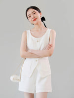 Load image into Gallery viewer, Tailored Sleeveless Suit Jumpsuit in White
