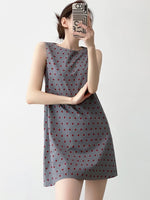 Load image into Gallery viewer, Polka Sleeveless Shift Dress in Grey
