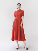 Load image into Gallery viewer, Valentina Cheongsum A-line Dress in Firecracker
