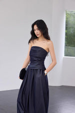 Load image into Gallery viewer, Bustier Top // Pocket Skirt Set in Navy

