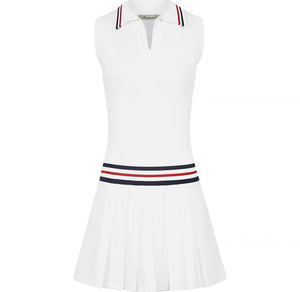 Sleeveless Pique Tennis Dress in White