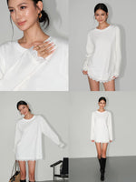 Load image into Gallery viewer, Lace Trim Oversized Long Top [2 Colours]
