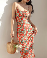 Load image into Gallery viewer, Scarlette Floral Drop Back Maxi Dress in Orange
