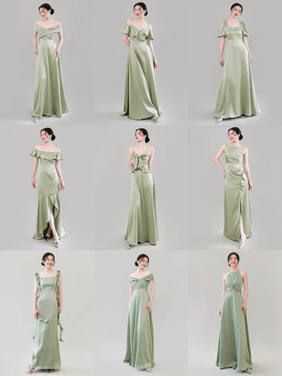 Satin Evening Maxi Dresses in Green [4 Styles]