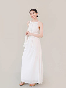 Crochet Cami Maxi Dress in White