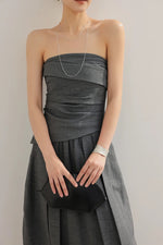 Load image into Gallery viewer, Bustier Top // Pocket Skirt Set in Grey
