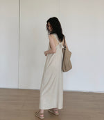 Load image into Gallery viewer, Twist Back Pocket Maxi Dress in Off White
