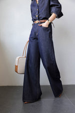 Load image into Gallery viewer, Denim Shirt + Skirt + Trousers Set in Navy
