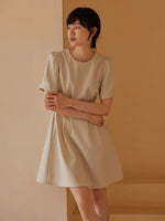 Load image into Gallery viewer, Pin Gathered Pocket Dress in Beige
