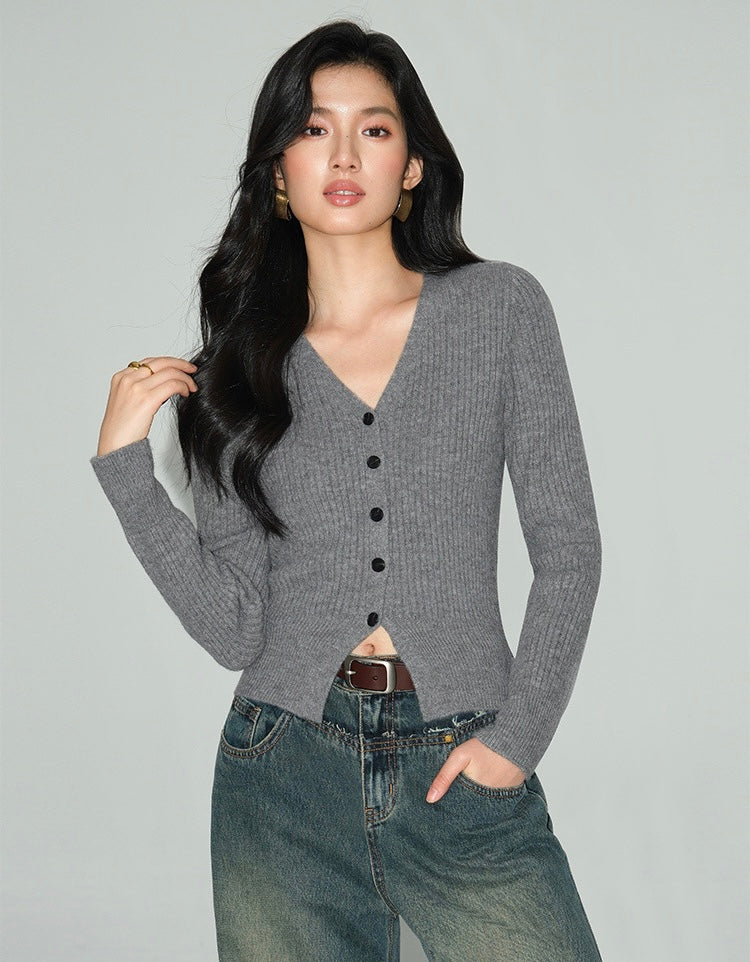 Ribbed V Cardigan [3 Colours]