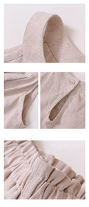 Cotton Linen Top + Shorts Set in Beige