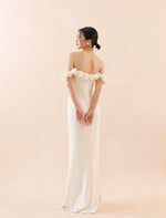 Load image into Gallery viewer, Off Shoulder Rose Gown in White
