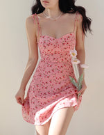 Load image into Gallery viewer, Blush Floral Tie Strap Mini Dress in Pink
