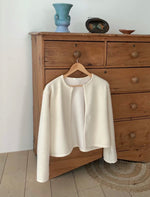 Load image into Gallery viewer, Korean Fluffy Open Jacket in Cream
