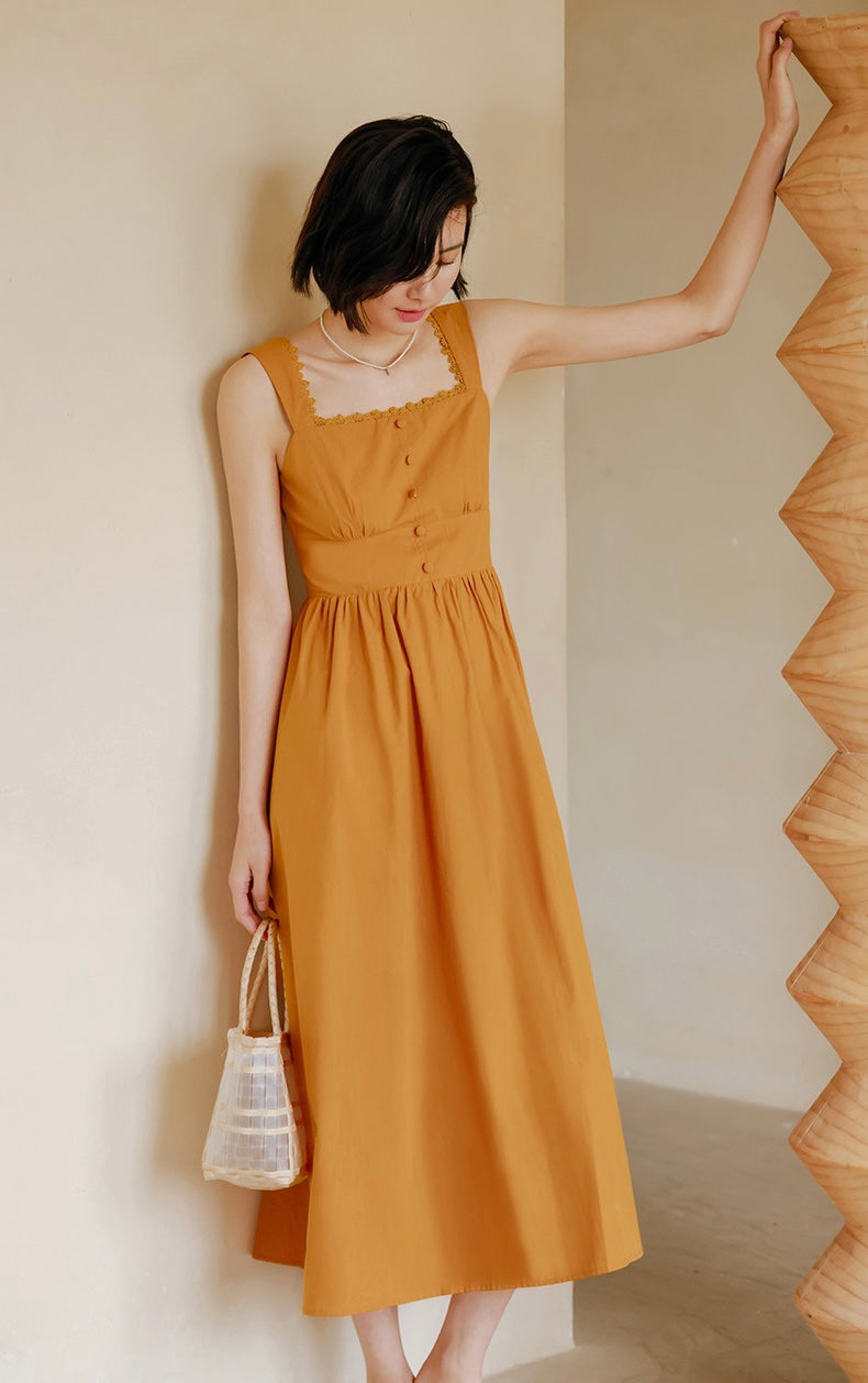 Vintage Sleeveless Dress in Orange