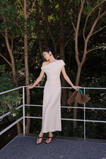Load image into Gallery viewer, Toga Sleeve Maxi Dress in Cream
