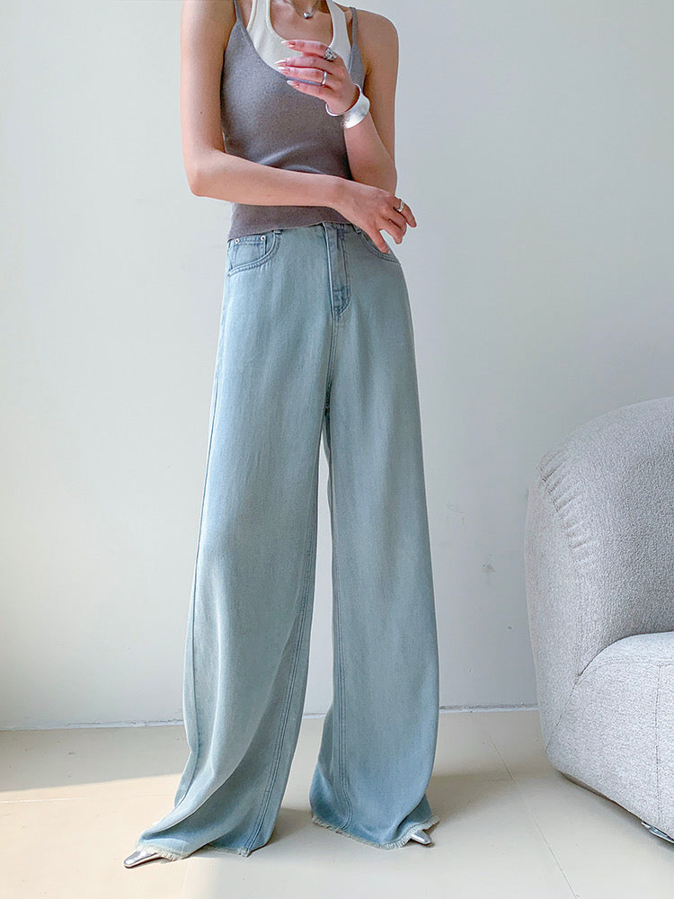 Tencel Flare Leg Light Jeans in Blue