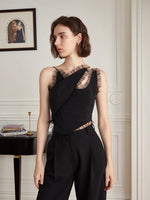 Load image into Gallery viewer, Asymmetric Sheer Edge Top in Black
