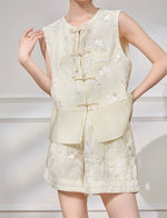 Load image into Gallery viewer, Floral Sequin Embroidered Top // Shorts in Cream
