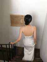 Load image into Gallery viewer, Drop Back Beaded Halter Gown in White
