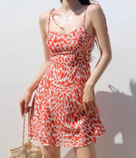 Load image into Gallery viewer, Loveheart Tie Strap Mini Dress in Orange
