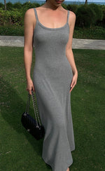 Load image into Gallery viewer, Stretch Cami Maxi Flare Dress in Grey
