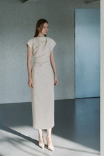 Load image into Gallery viewer, Korean Gathered Sheath Midi Dress [2 Colours]
