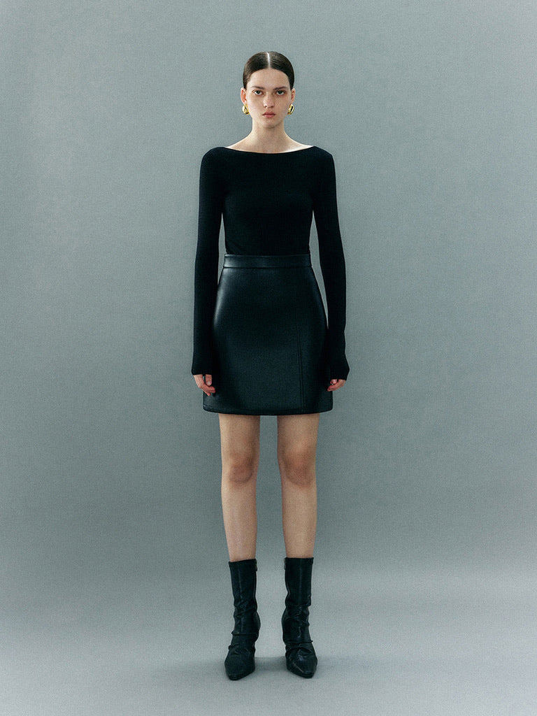 Mini Pleather Skirt in Black