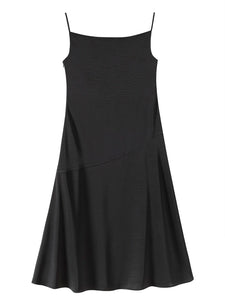 Satin Drape Slip Dress in Black