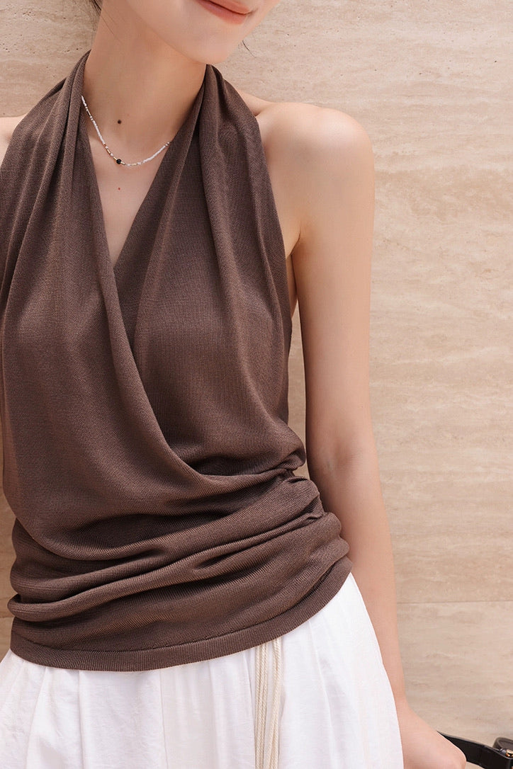 Tencel Drop Back Halter Top [2 Colours]