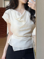 Load image into Gallery viewer, Korean Tencel Blend Wrap Tie Blouse [2 Colours]
