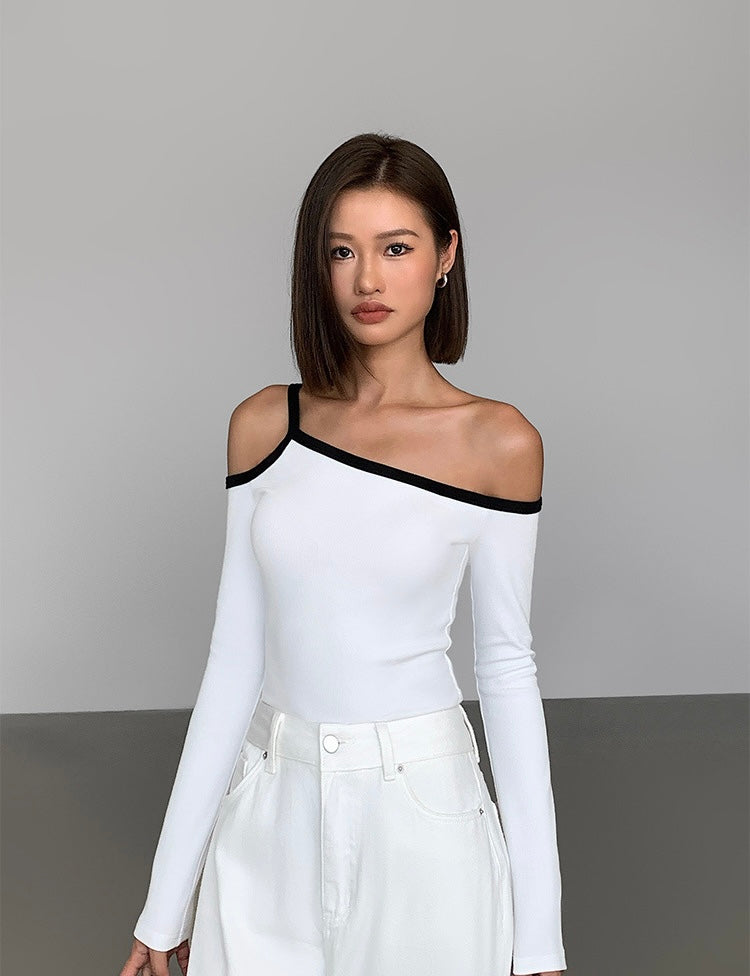 Asymmetric Off Shoulder Long Top [2 Colours]