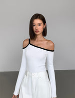 Load image into Gallery viewer, Asymmetric Off Shoulder Long Top [2 Colours]
