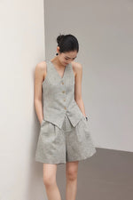 Load image into Gallery viewer, Tailored Vest // Short Set in Grey
