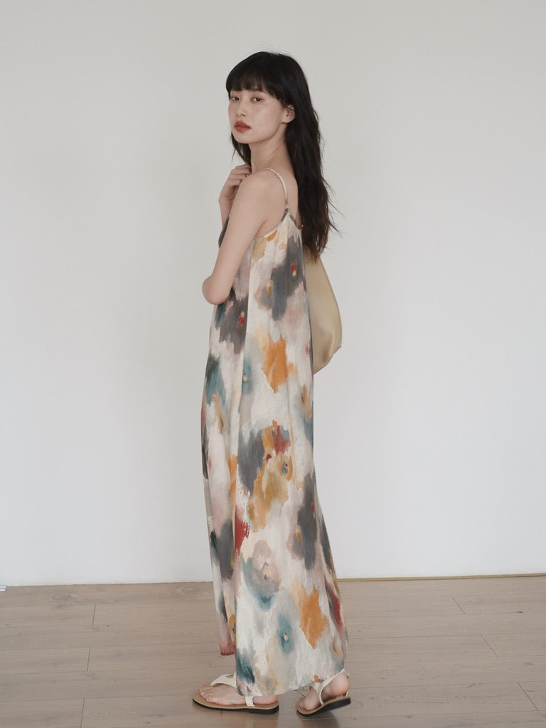 Watercolour Printed Cami Dress in Multi