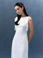 Load image into Gallery viewer, Long Bow Sheath Dress in White
