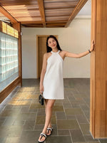 Load image into Gallery viewer, Halter Shift Dress in White
