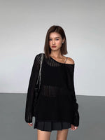 Load image into Gallery viewer, Oversized Knitted Top in Black
