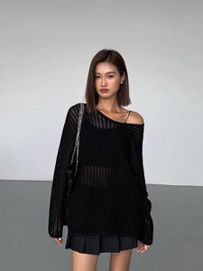 Oversized Knitted Top in Black