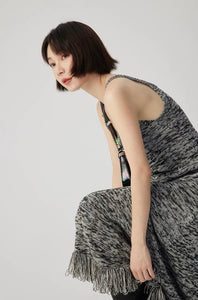 Melange Knit Cami Maxi Dress in Grey
