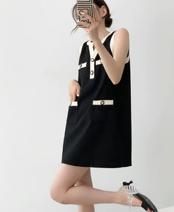 Contrast Shift Dress in Black