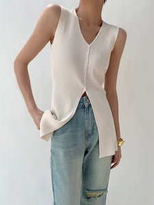 Light Knit Split Hem Top [2 Colours]