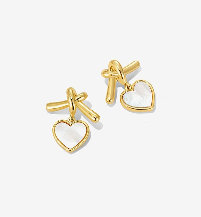Heart Dangle Knot Earrings
