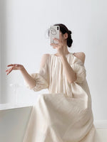 Load image into Gallery viewer, Shoulder Cutout Blouson Tent Dress in Cream
