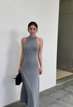 Load image into Gallery viewer, High Neck Tank Cut Maxi Dress in Grey
