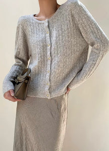 Light Woolly Cardigan in Griege