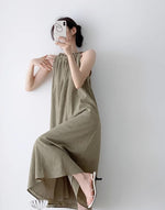 Load image into Gallery viewer, Gathered Neckline Textured Tent Dress in Green
