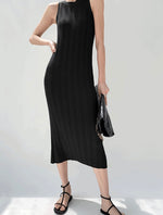 Load image into Gallery viewer, Pleated Tank Midi Dress in Black
